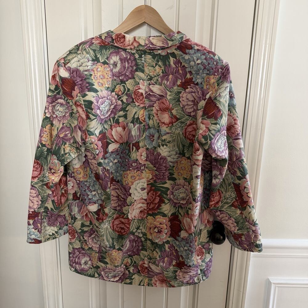 Vintage Floral Tapestry Blazer Gotcha Covered Women’s Size XL USA Made - Picture 7 of 12